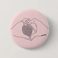 Cute Girly Pink Hands Heart Knitting  Button