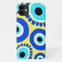 Evil Eye Lucky Symbol Blue, White, and Yellow iPhone 11 Case