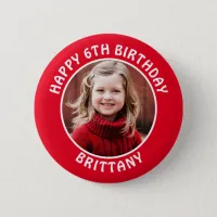 Personalized Photo, Name and Age Birthday Button