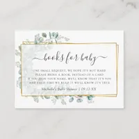Geometric Eucalyptus Baby Shower Book Request Enclosure Card