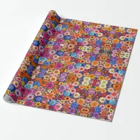 Cute little flower heads wrapping paper