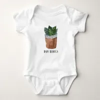 Potted Succulent Houseplant Custom Baby Bodysuit