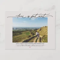 Love is Patient Wedding Postponement Mauve Postcard