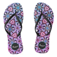 Personalized Funky Purple Geometric Pattern Flip Flops