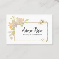 *~* Gold Pink Lavender Elegant Watercolor Flower Business Card