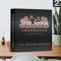 Modern Mr and Mrs Black Rose Gold Wedding Album 3 Ring Binder