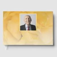 Yellow Rose Flower Celebration of Life Memorial Foil Guest Book