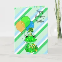 Frog Themed Happy Birthday Boy's Personalized Card