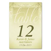 Vintage Rustic Damask Wedding Table Number Card