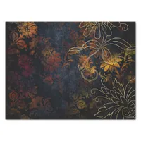 Vintage Gold Floral Grunge Damask Tissue Paper
