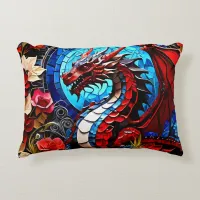 Colorful Dragon Mosaics Accent Pillow