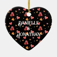 Colorful Watercolor Hearts Ornament