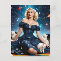 Blond Woman and Cats  Postcard