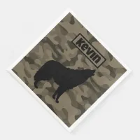 Modern Brown Camo Black Wolf Silhouette Monogram |