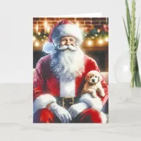 Santa and a Puppy | Vintage Christmas Holiday Card