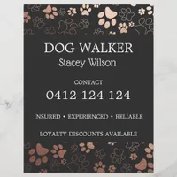 Dog Walker Paw Print Pattern Business Flyer