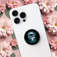 Neon Blue and Black Gamer Badge Popgrip PopSocket 