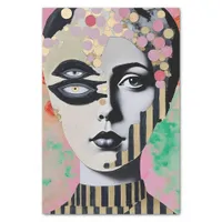 surreal abstract woman decoupage tissue paper