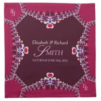 Fuchsia Decorative Lace Monogram Wedding Napkins