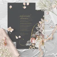 Floral Drama Rehearsal Dinner Charcoal ID1022 Invitation