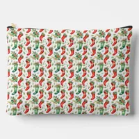 Pretty Watercolor Red and Green Stockings Large Accessory Pouch