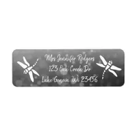 Black and white Dragonfly Label