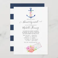 Watercolor Nautical Baby Shower by Mail Invitation