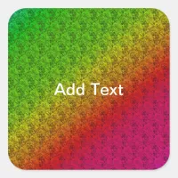 Floral Green Red Rainbow Gradient Diagonal Blend Square Sticker