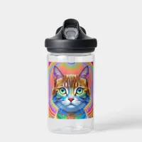 Whimsical Mystical Colorful Cat Water Bottle