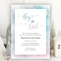 Elegant Boy Or Girl Winter Snowflake Gender Reveal Invitation