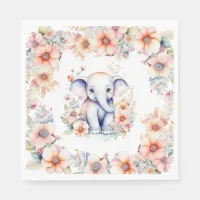 Cute Baby Elephant Girl's Baby Shower  Napkins