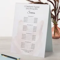 Light Blush Pink Crystals Spa Salon Services Menu Table Tent Sign