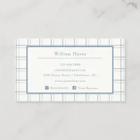 Classic Plaid Pattern Mens Blue Professional  Business Card