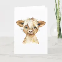 Adorable Watercolor Calf All Occasions  Card