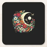 Aesthetic Goblincore Cottagecore Mushroom Funny Ar Square Paper Coaster