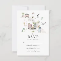 Watercolor Cuba Destination Wedding RSVP Card
