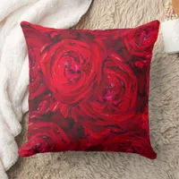 Deep red roses pattern  throw pillow