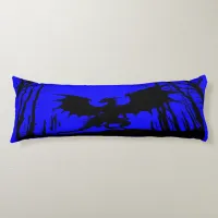 Black Silhouette Dragon on Blue - Fantasy | Body Pillow