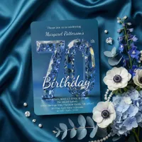 Elegant Sapphire Blue Diamond 70th Birthday Invitation
