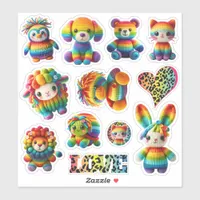 Rainbow Animals and Leopard Print Sticker Sheet