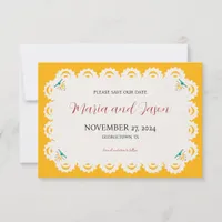 Mexican Papel Picado Yellow Nuestra Boda Wedding Save The Date