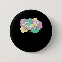 Skeleton Hands Heart With Abstract Coloured Backgr Button