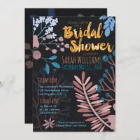 Bridal Invitation | Big Floral Rose Pink & Blue