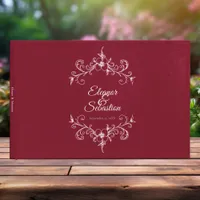 Elegant Vintage Romance Burgundy Floral Wedding Guest Book