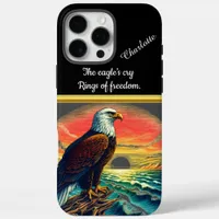 Majestic eagle perched at sunset over the ocean iPhone 16 pro max case