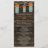 Barnwood mason jars,orange flowers programs