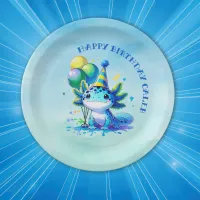 Blue and Green Axolotl Boy's Birthday Party Paper Plates