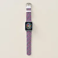 Colorful Tropical Boho Spring Flowers on Purple Apple Watch Band