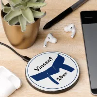 Martial Arts Dark Blue Belt Rank Wireless Charger