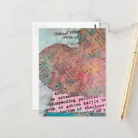 Vintage Sheet Music Heart Mixed Media Collage Postcard